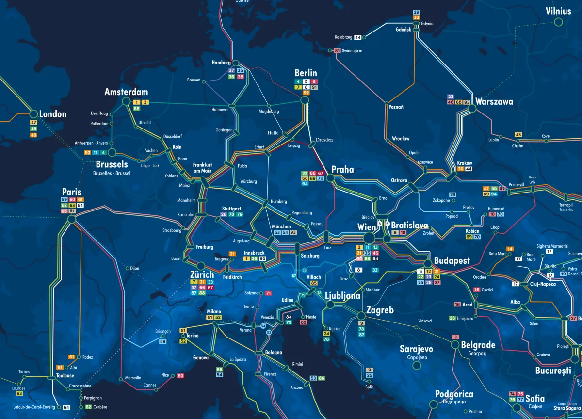 Night train connections in Europe